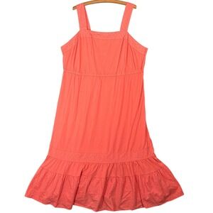 Liz Claiborne New York Coral Eyelet Tiered Maxi Dress 3XP Plus Petite Sleeveless